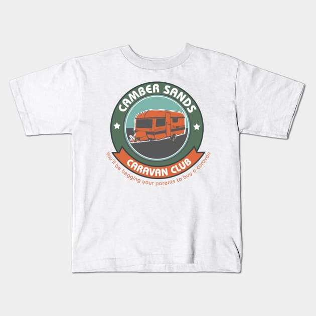 Camber Sands Caravan Club Kids T-Shirt by Meta Cortex